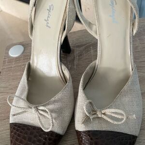 Spiegel Cream and Brown Heels